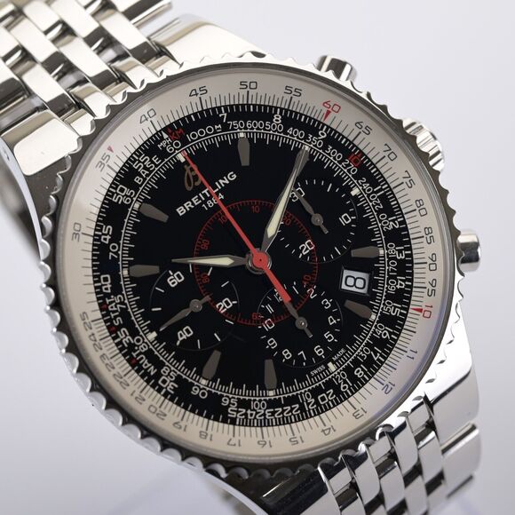 Serviced Breitling Navitimer Montbrilliant Legend A23350 Black Men's Watch B+P - Picture 8 of 14